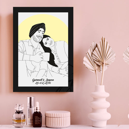 Line Art Photo Frame – Anniversary/Birthday Gift for Wife/Husband Best and Unique Design for Special Occasion