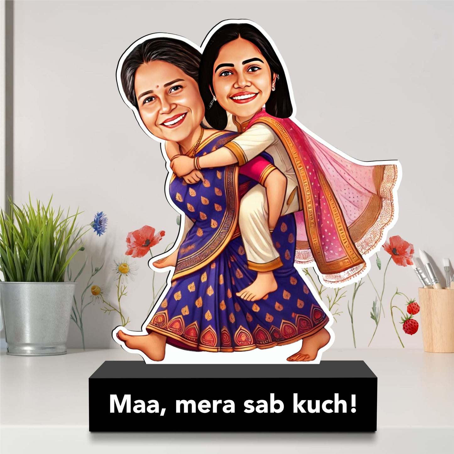 Maa & Me โ Personalized Mother-Daughter Caricature | Unique Custom Gift for Mom
