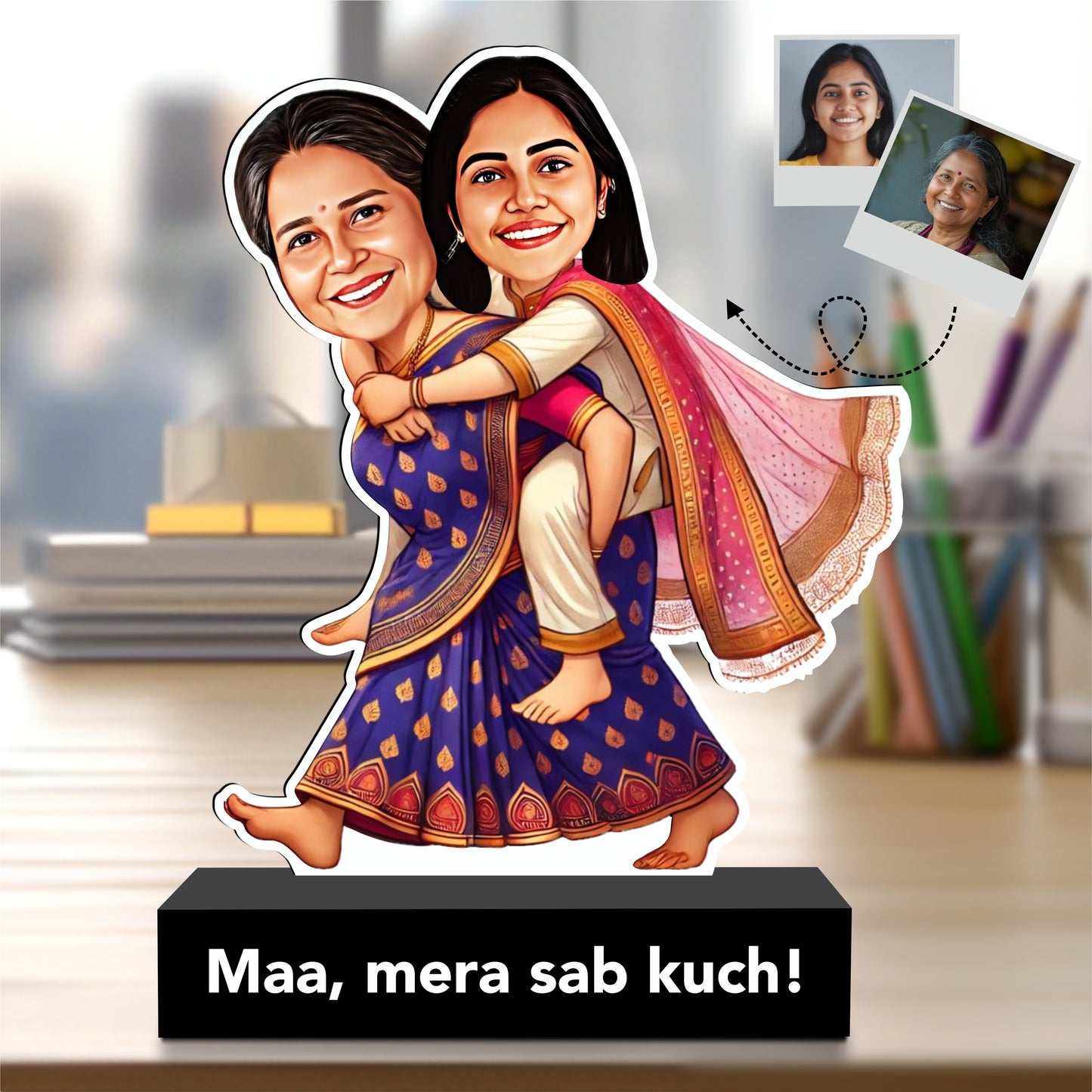Maa & Me โ Personalized Mother-Daughter Caricature | Unique Custom Gift for Mom