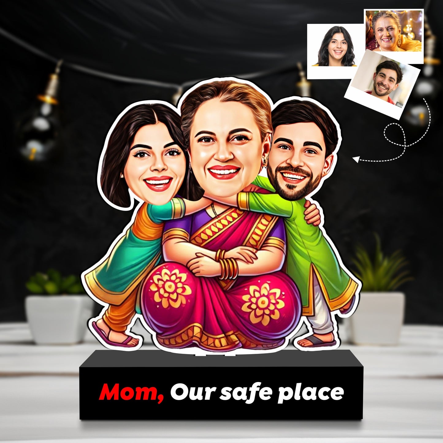 Personalized Caricature Gift – Mom, Our Safe Place | Best Mother's Day Gifts India