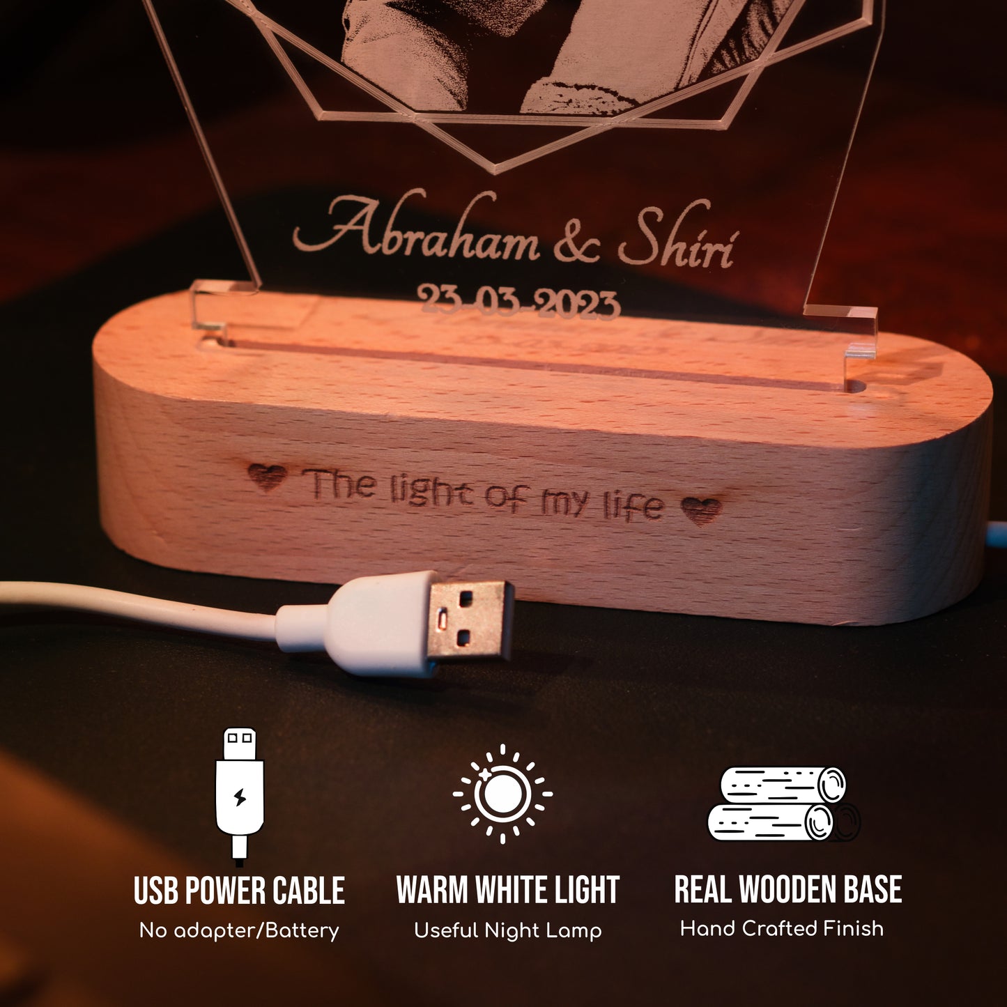 Radiant Love: Personalized Photo Glow Lamp