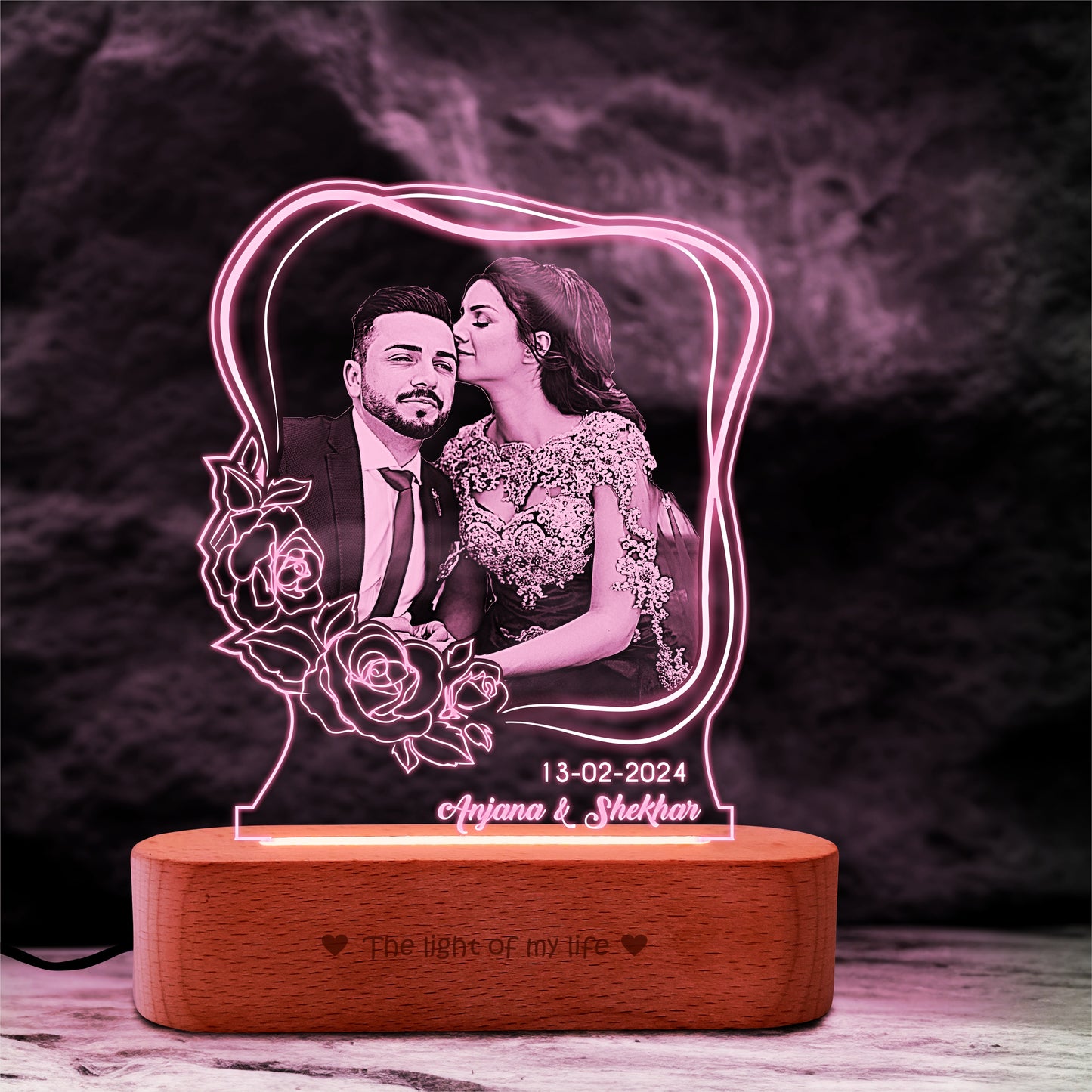 Bloomlite - Personalized Couple Engraved Photo Lamp