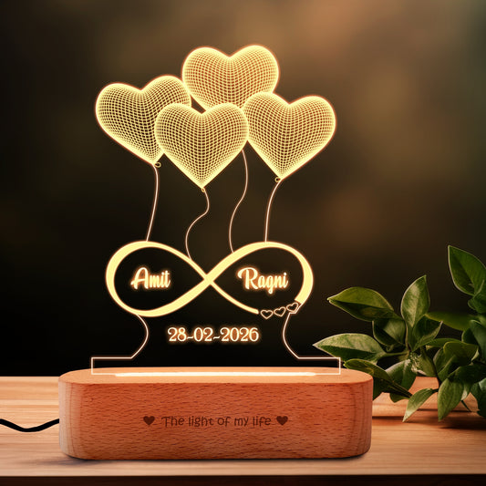 3d illusion heart lamp