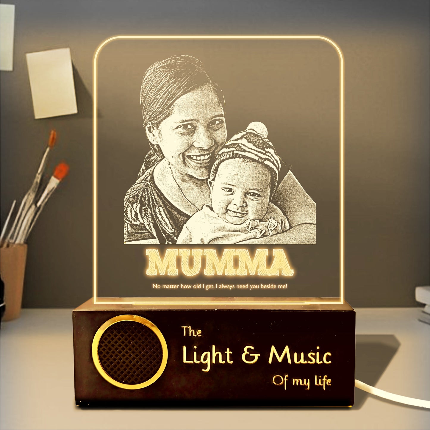 Eternal Need: Engraved Mom & Child Lamp