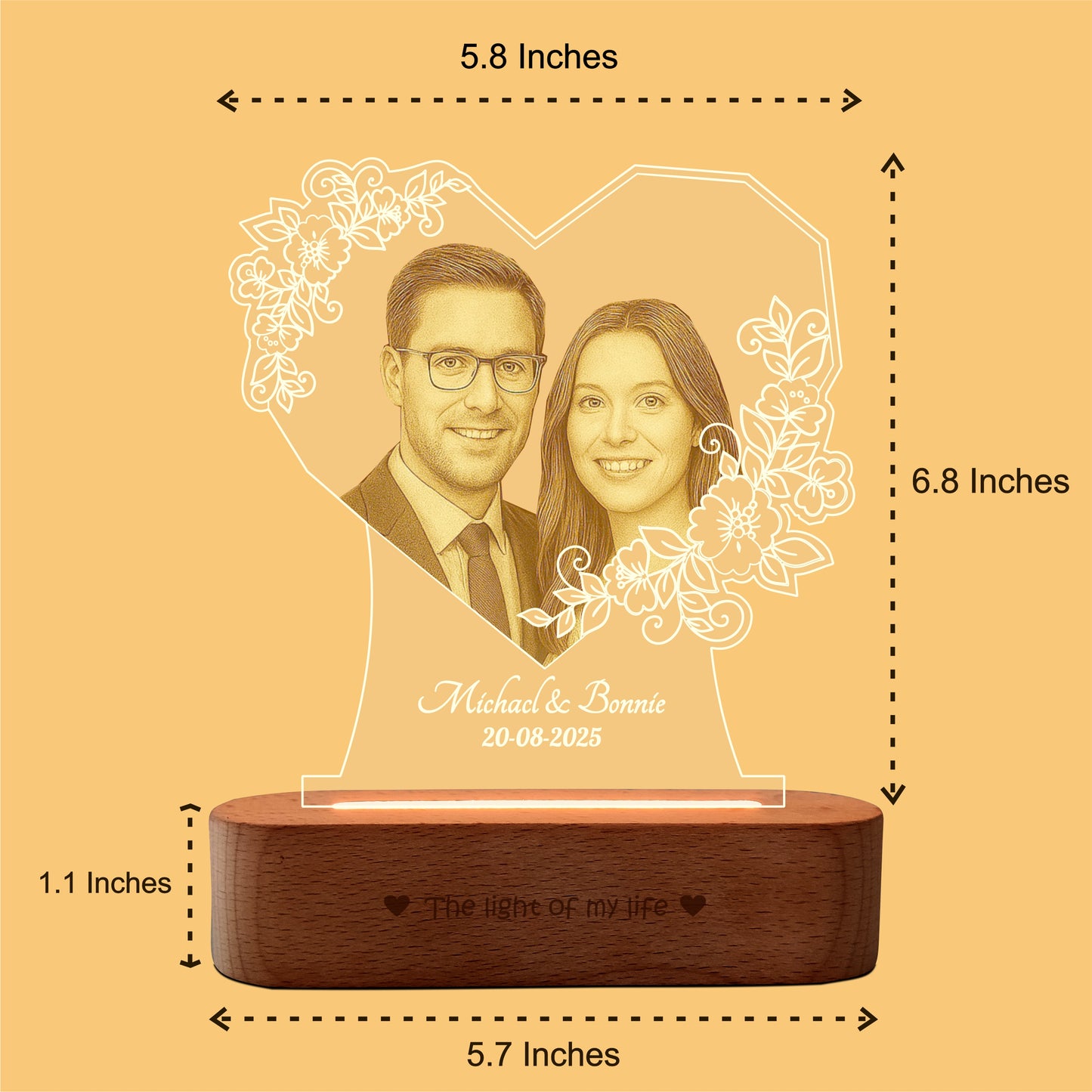 Radiant Love: Personalized Photo Glow Lamp