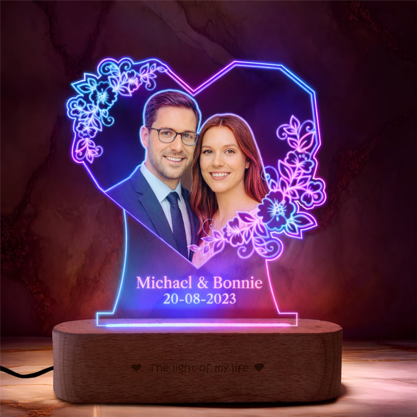 Radiant Love: Personalized Photo Glow Lamp