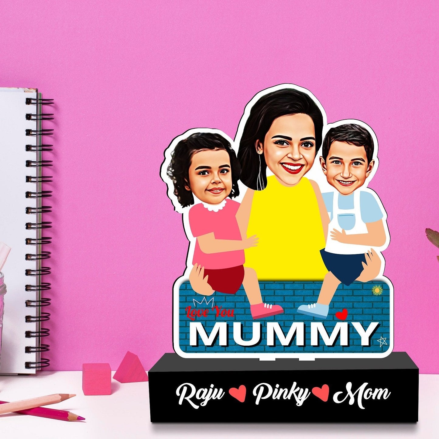 Mother’s Embrace: Personalized Love Duo Caricature