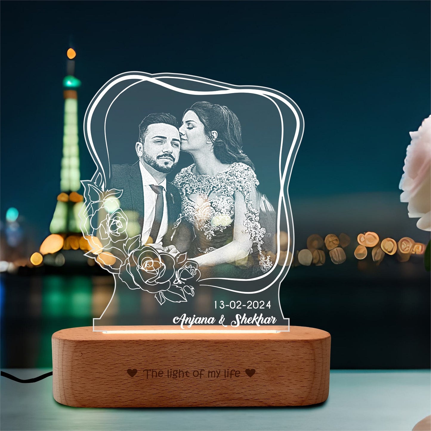 Bloomlite - Personalized Couple Engraved Photo Lamp
