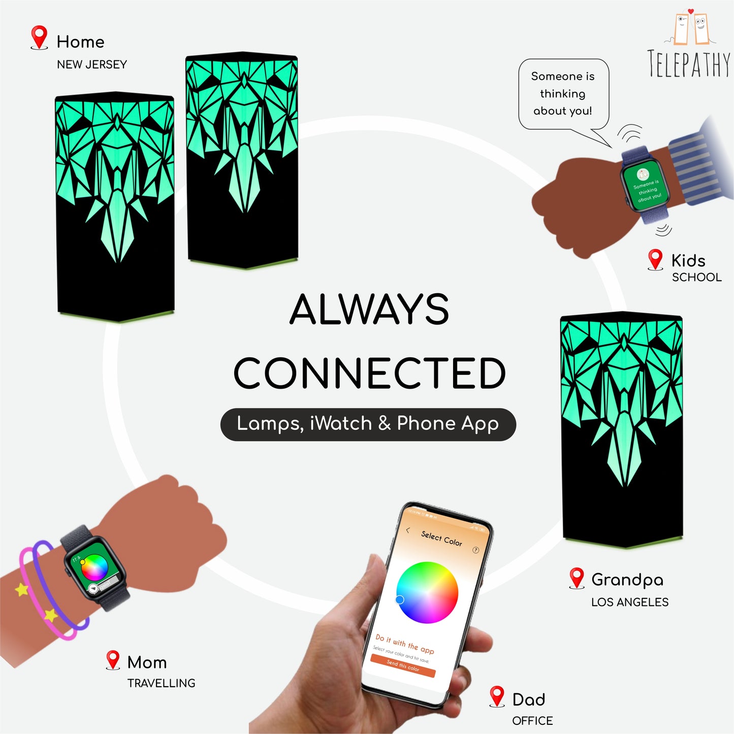 Friendship Lamps - Telepathy Raining Diamonds Design